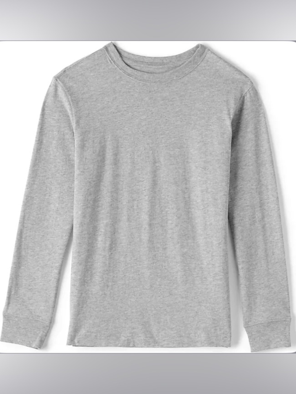 Lands' End  - New - Kids' Long-Sleeve Crewneck Shirt - Gray